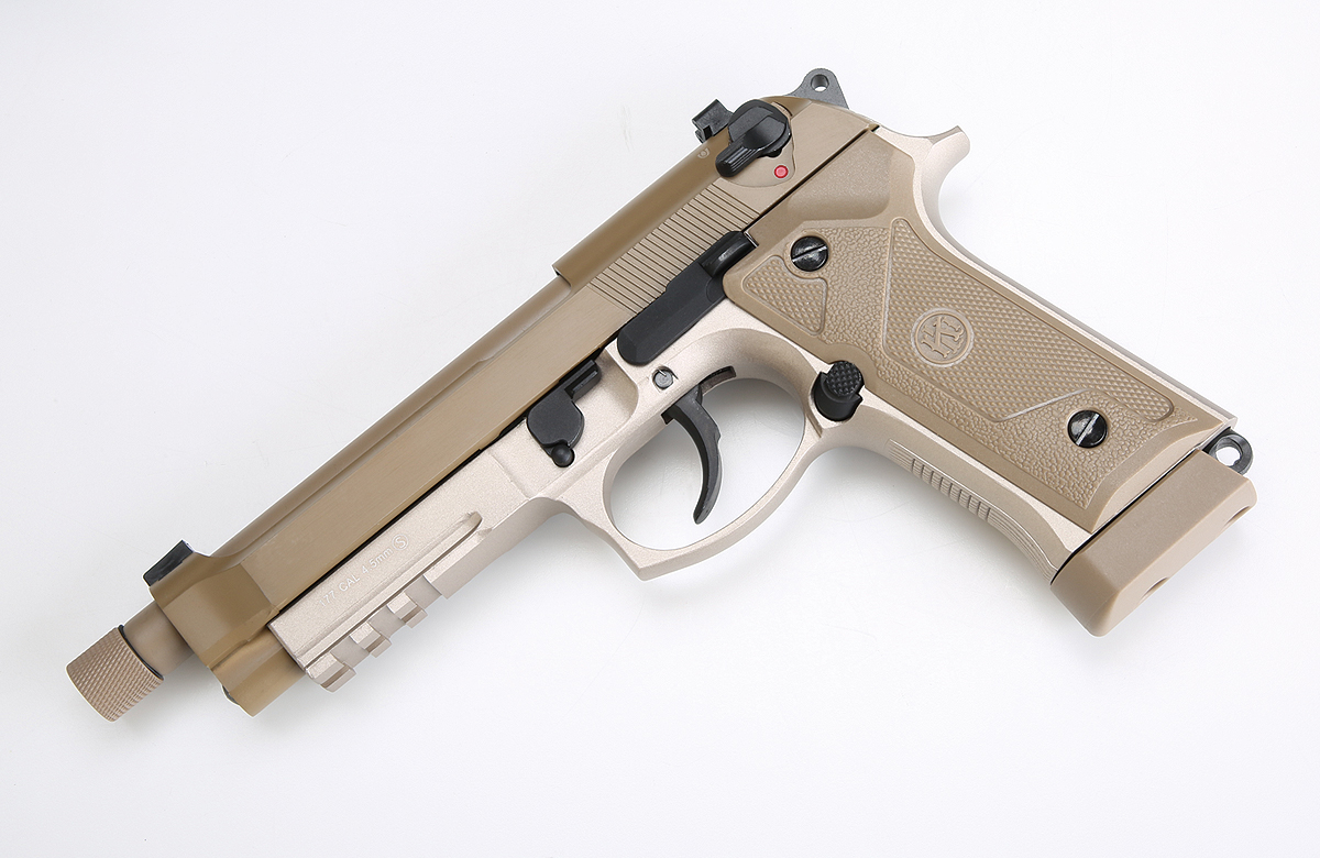 KLI M92 Co2 Blowback Pistol with Compensator and Rail (4.5mm/.177 – Tan)