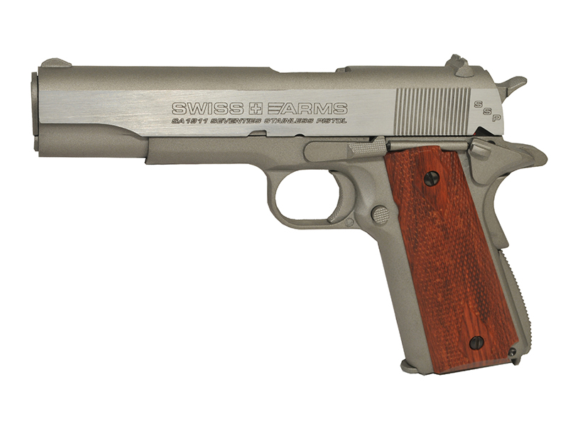 Swiss Arms P1911 4.5mm / .177 Co2 Blowback Pistol (Metal – Silver – Cybergun – 288509)