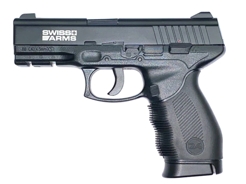 Swiss Arms SA24 4.5mm/.177 Co2 Non-Blowback Pistol (Metal Slide – Cybergun – Black – 288308)