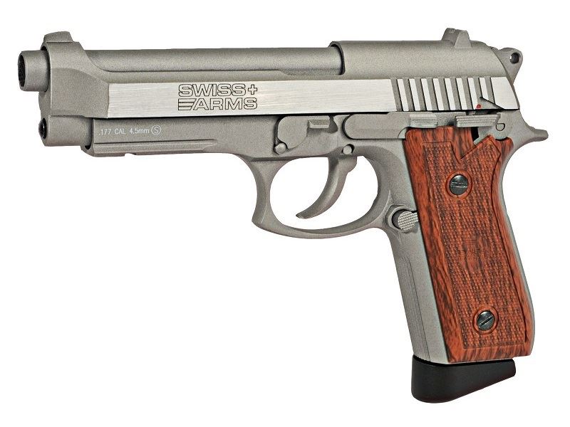 Swiss Arms P92 4.5mm/.177 Co2 Blowback Pistol (Silver – Silver – Cybergun – 288511)
