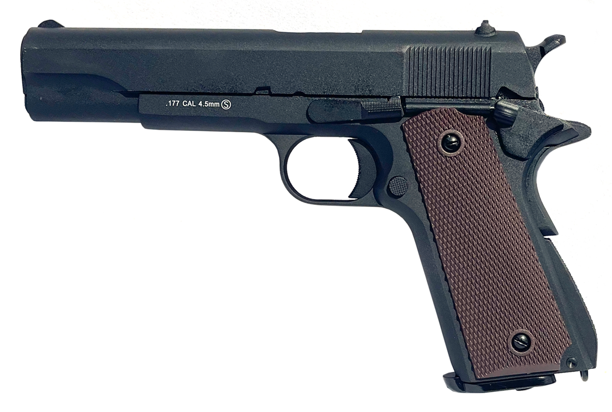 KLI 4.5mm/.177mm BB 1911 Classic Co2 Blowback Pistol (Full Metal – Black – L45-210318-C)