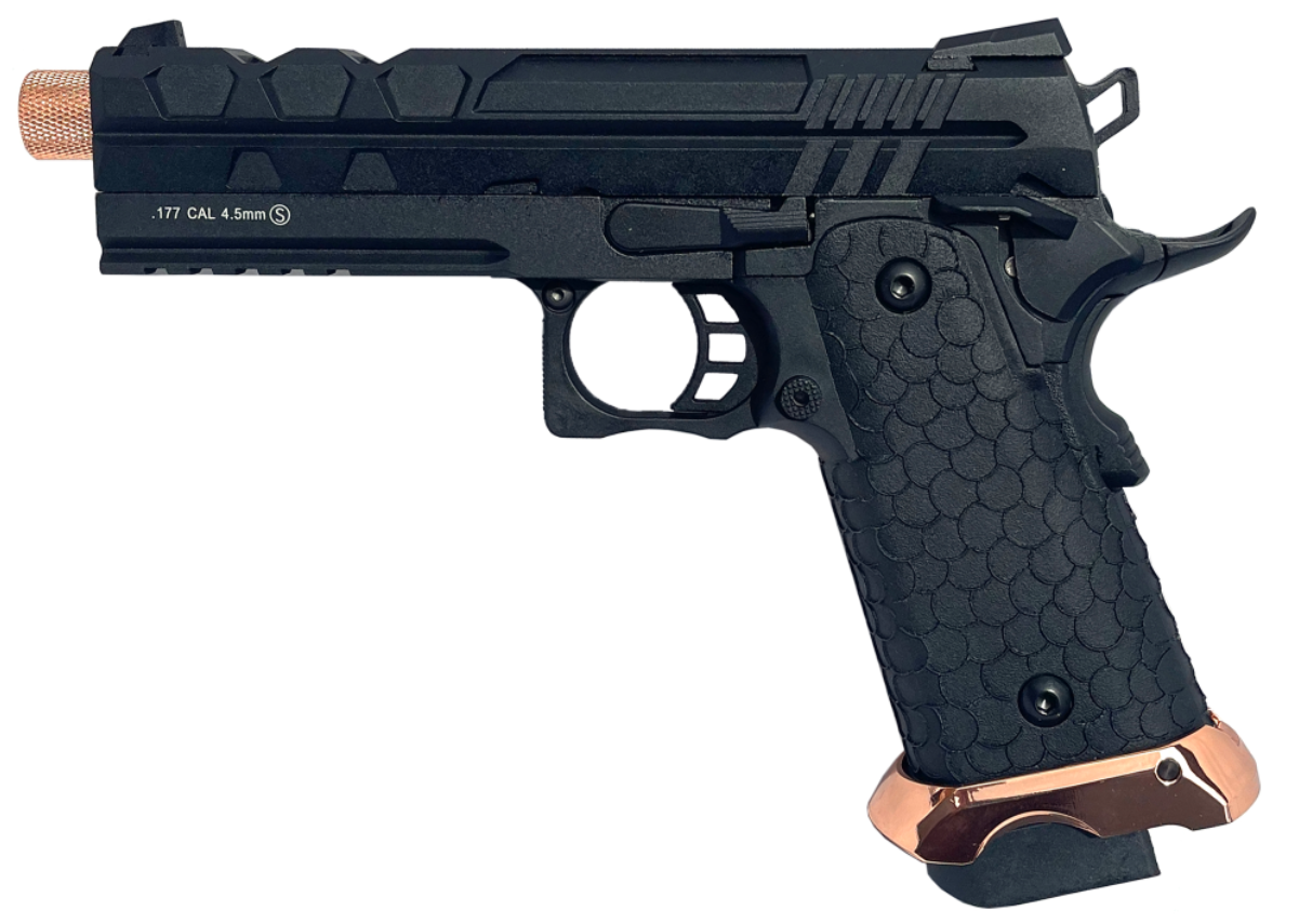 KLI 4.5mm/.177 BB Tartarus MKIV 5.1 Hi-Capa Co2 Blowback Pistol (Full Metal – Rose Barrel – L45-21064C-EXG)